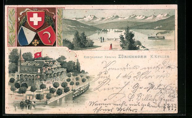 Cartes postales: Präge-Lithographie Zürich, Restaurant  – D'occasion à Berlin par bartko-reher