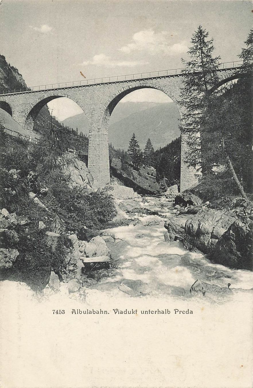 Cartoline postali: Albulabahn Viadukt unterhalb – Usato da Schwyz venduto da Seffi56