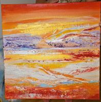 Originaltemälde in Orange, 2 Stk Leinwände 60x60 Unikate!
