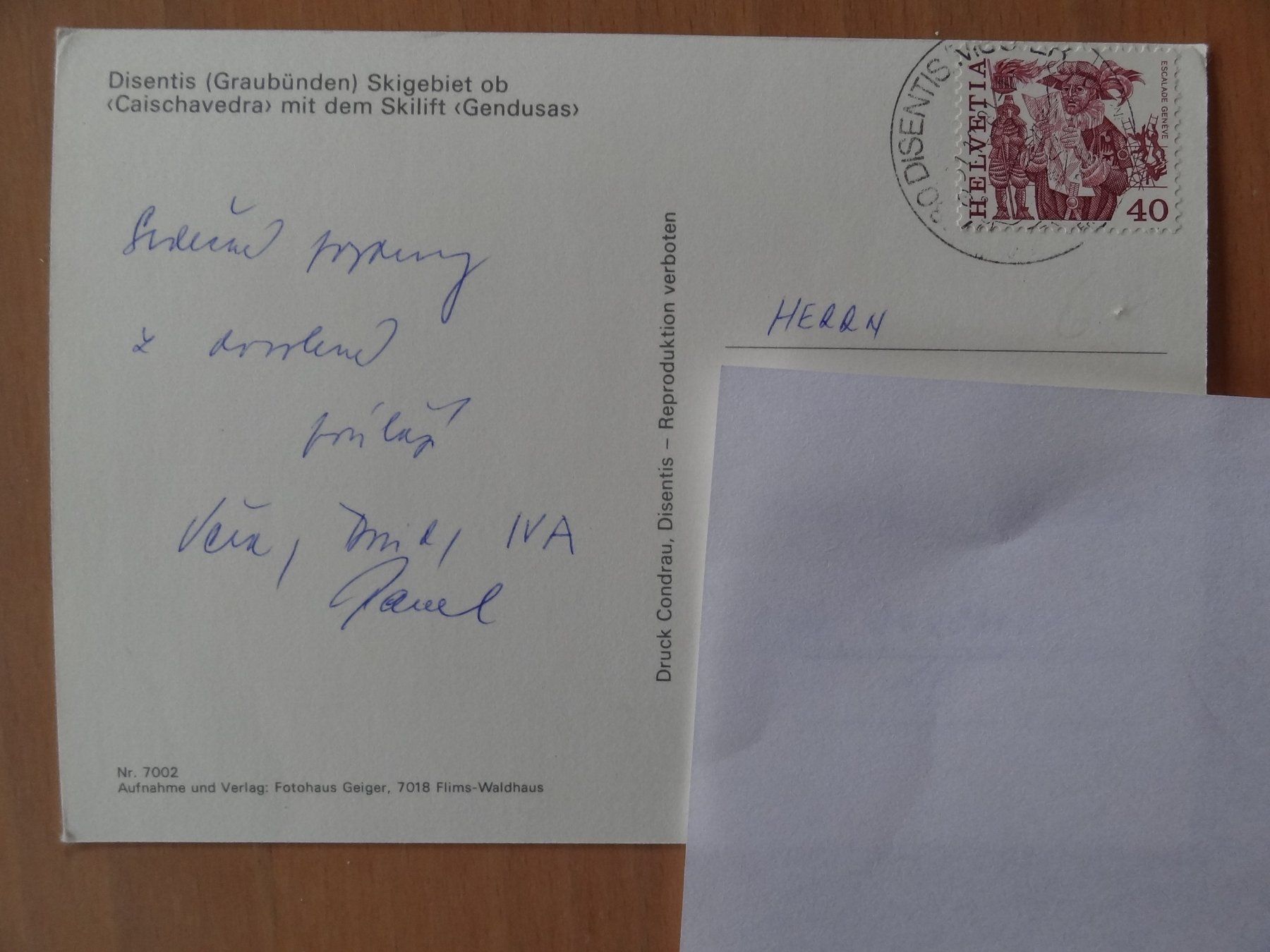 Cartoline postali: Disentis - Skigebiet - Grisons 1980 – Usato da St Léonard venduto da Riglin 1