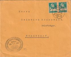 Brief Zug 1928 mit Stempel Schweiz. Post u. Telegraphen Ang.