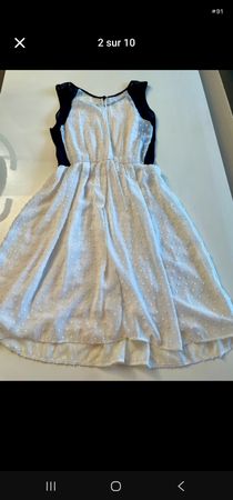 Robe blanche à pois noirs taille 36 état neuve