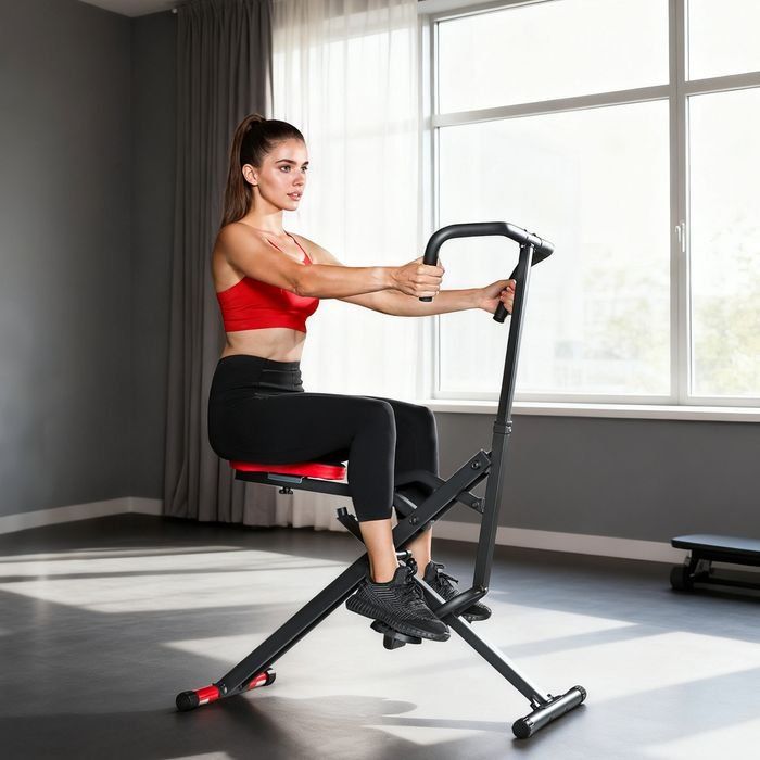 Hometrainer: Trainingsmaschine, verstellbar, klappbar, Rot B-Ware – Nuovo (secondo la descrizione) da Bottighofen venduto da swisshandel24 3