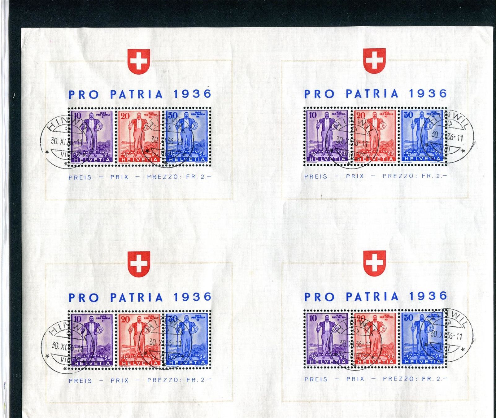 Tutti i francobolli: 1936 Patria W 8a gest. HINWIL – Usato da Winterthur venduto da Kyoung