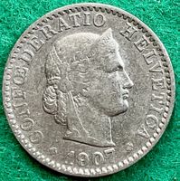 Pièce de 20 ct suisse 1907