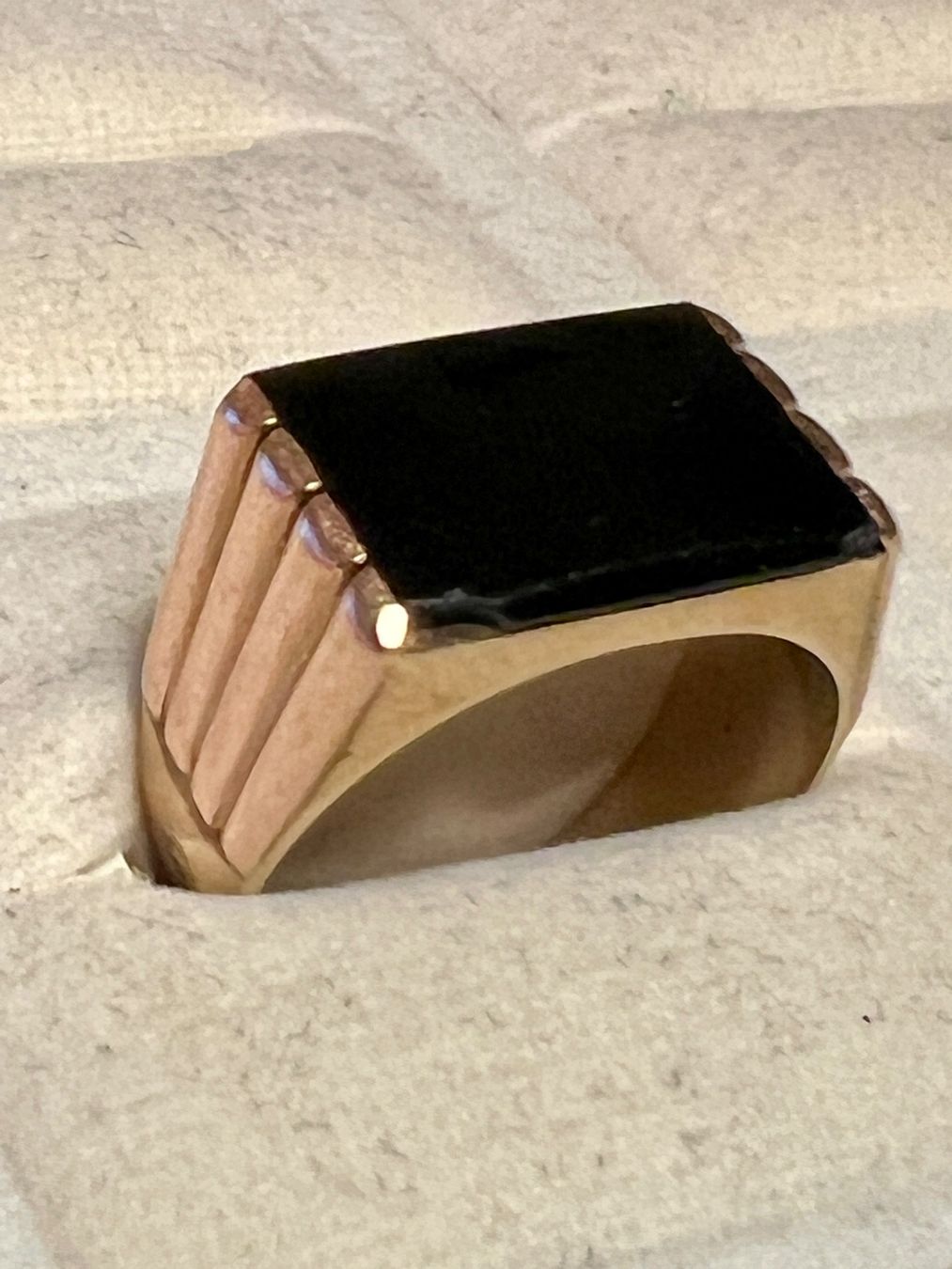 Anelli: Gold-Ring 14K mit Onyx – Usato da Chur venduto da Penting1935