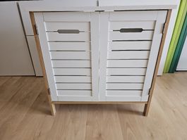 Waschbeckenunterschrank weiss Holz Lamellentüren 