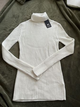 Pull col roulé blanc chaud et doux - NEUF - S