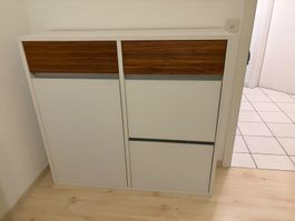 Schuhschrank weiss Holzoptik 120x115x35cm