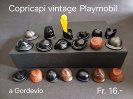 Copricapi Playmobil vintage, colore marrone e nero
