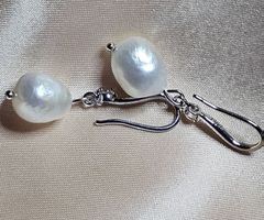 Ohringe mit echten Barockperlen c.a. 10mm, 925 versilbert