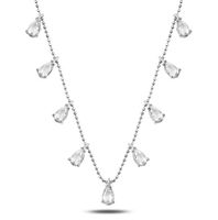 Kette 925 Silber Zirkonia Tropfen Choker layer fein 39cm+3cm
