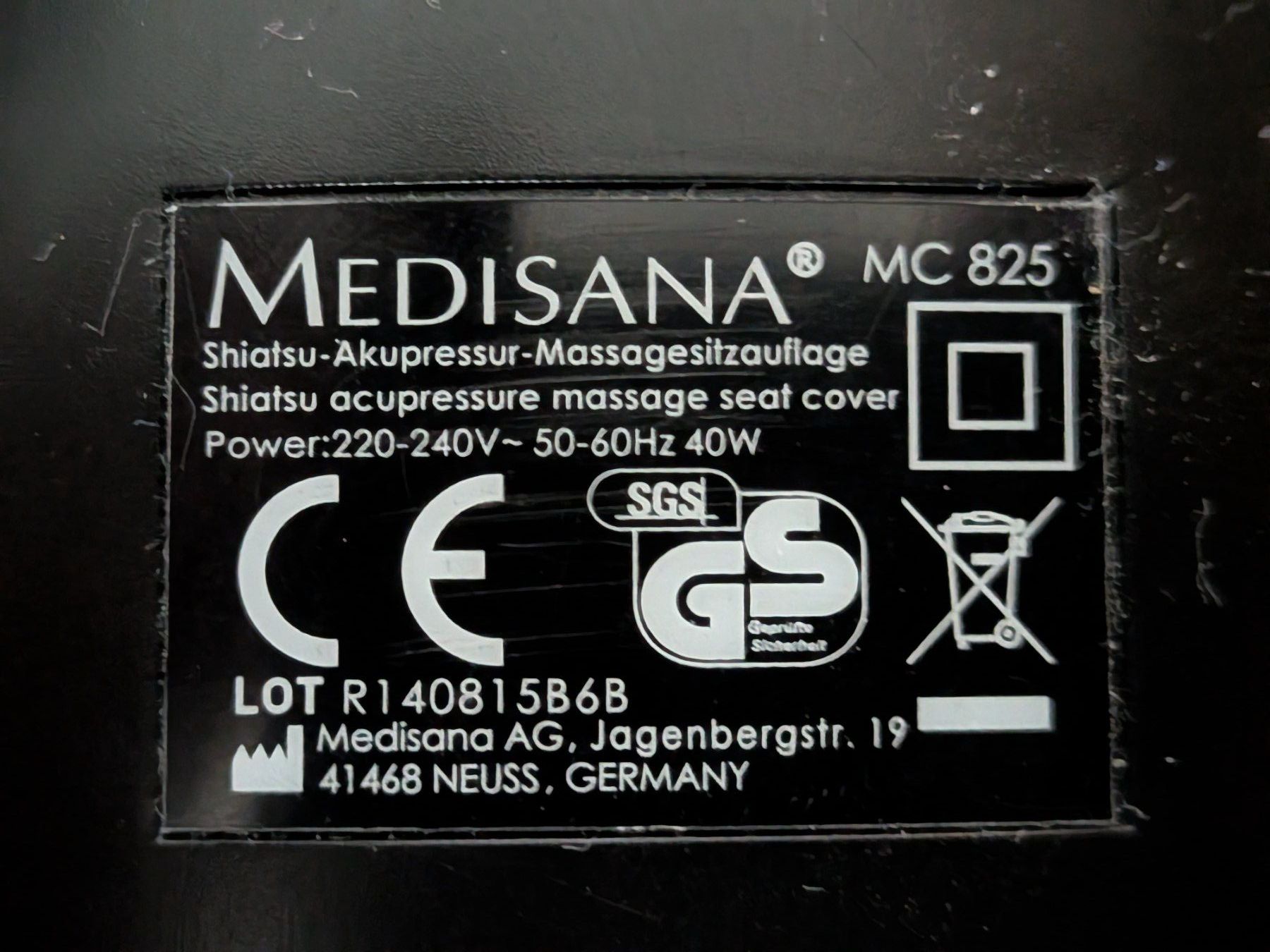 Medisana Massagegeräte: Massage-Sitzauflage Medisana MC825 – Gebraucht aus Port von gecotom 3
