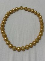 SüdSee Perlen Kette Farbener Gold echt