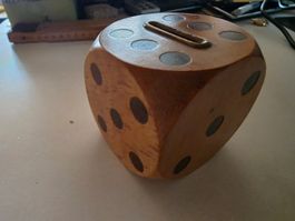 Holz Würfel Kässeli ohne Schlüssel Spardose 7 cm
