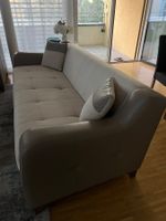 Sofa Set 3 Sitzer& 2 Sitzer Beige Braun Stoff und Leder
