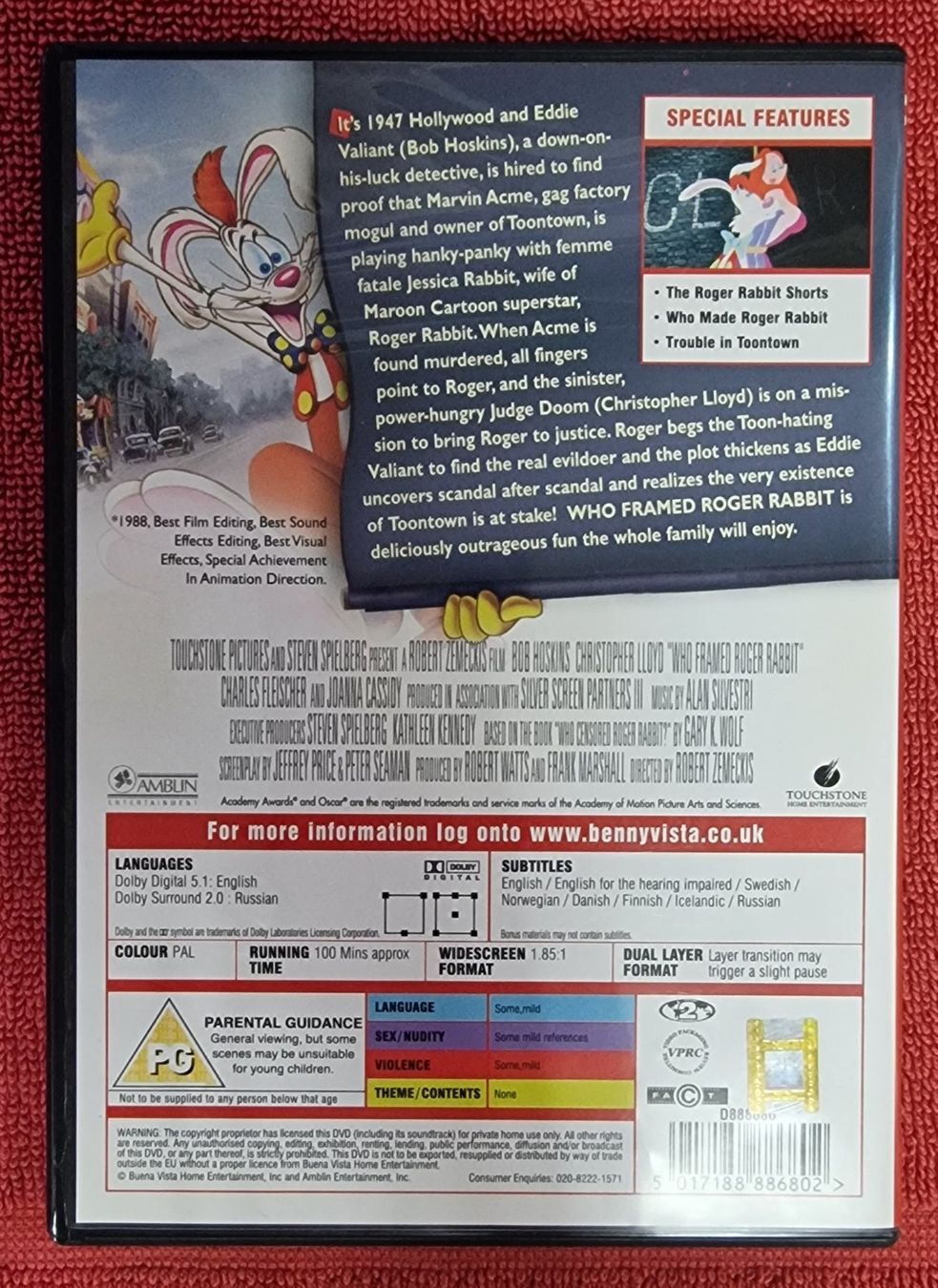 Tous les DVDs: Who Framed Roger Rabbit DVD UK Version – D'occasion à Basel par phi_8xhm 1