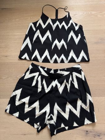 H&M Sommer Zweiteiler Shorts Gr. S / Top Gr. 38 schwarz weis