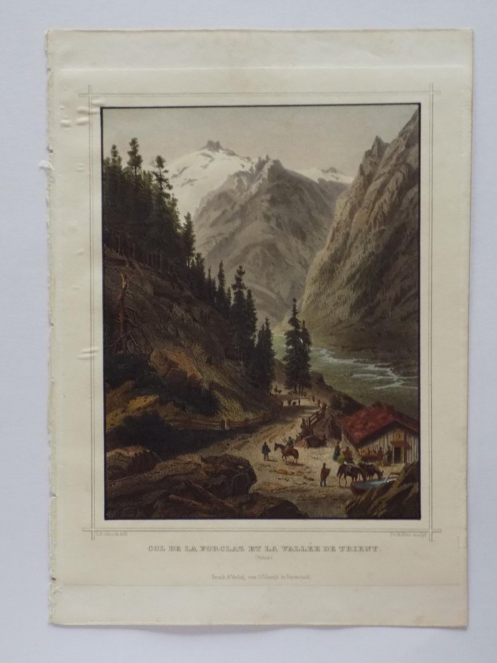 Gravures: Col de la Forclaz koloriert – D'occasion à Risch par Antikfee