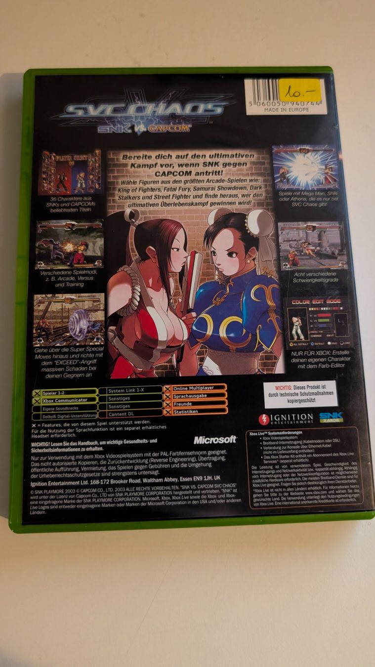 Microsoft Giochi: SVC Chaos SNK Vs. Capcom Xbox Game Rare – Usato da Hünenberg See venduto da SpecialEditionGaming 2
