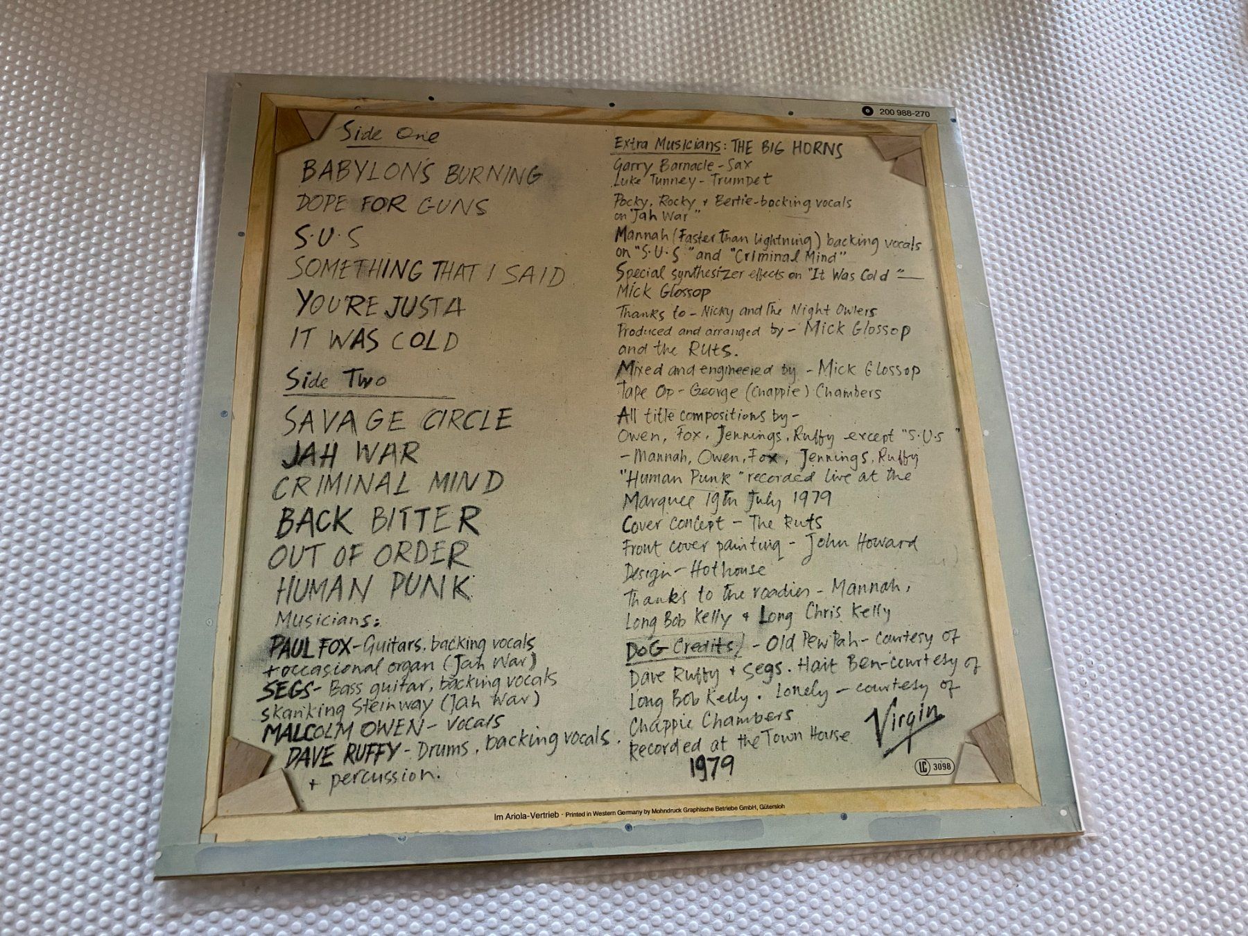 Dischi in vinile: Ruts – Usato da Aarwangen venduto da Jukebox3 2