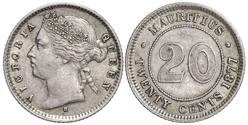 Tutti le monete: Mauritius, 20 Cent 1877 H – Usato da Chiasso venduto da Novamarketing