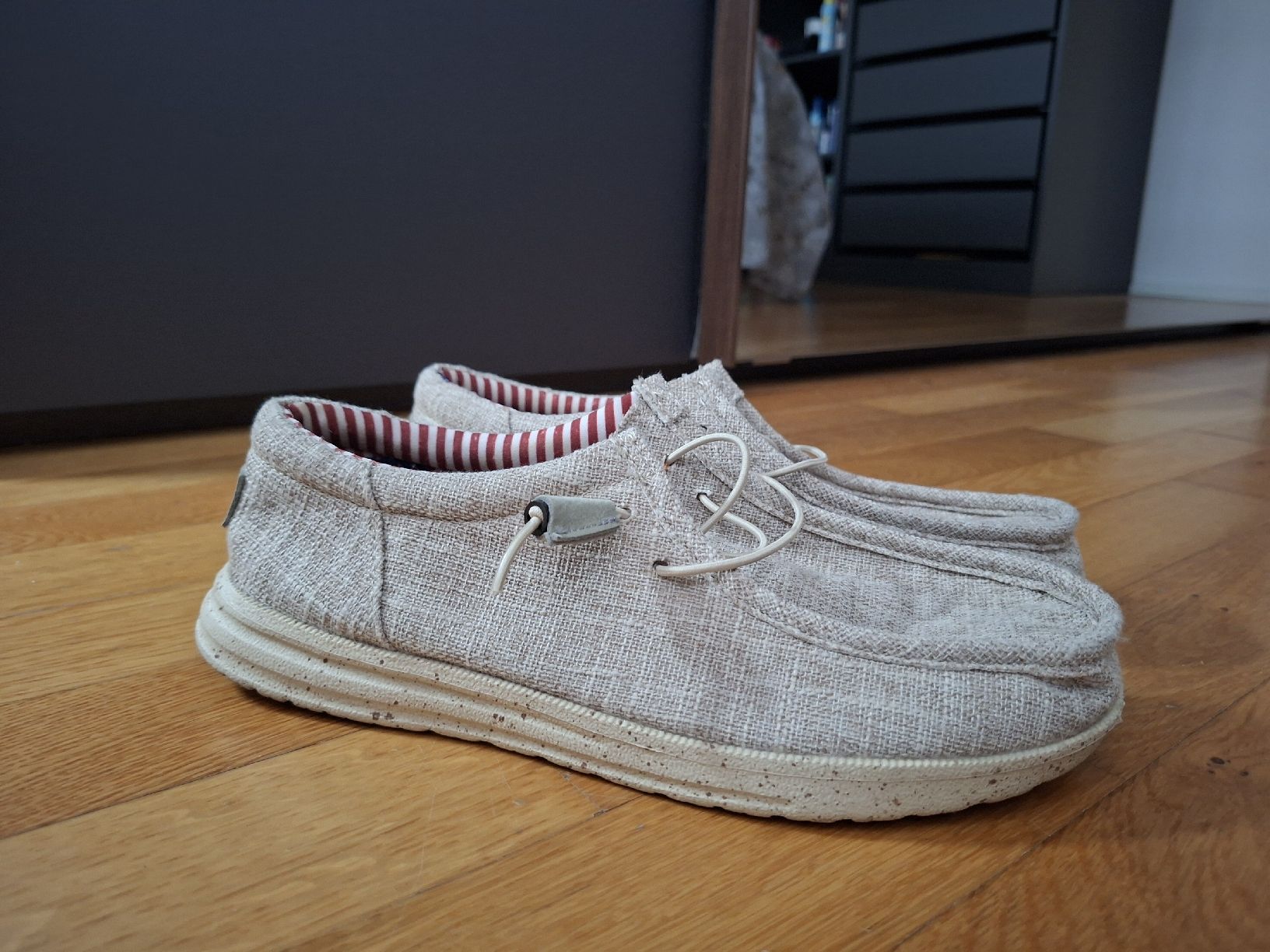 Scarpe da uomo: Freizeitschuhe grau Stoff mit US Flaggenmuster innen – Usato da Zürich venduto da E_BI 3