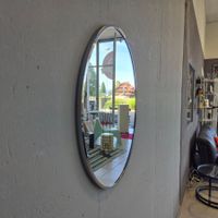 Wandspiegel Mirror Spiegel mit verchromtem Metallrand oval