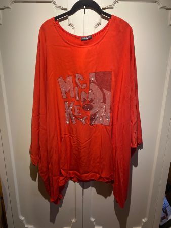 LANGARM KLEID-ROT-MICKEY