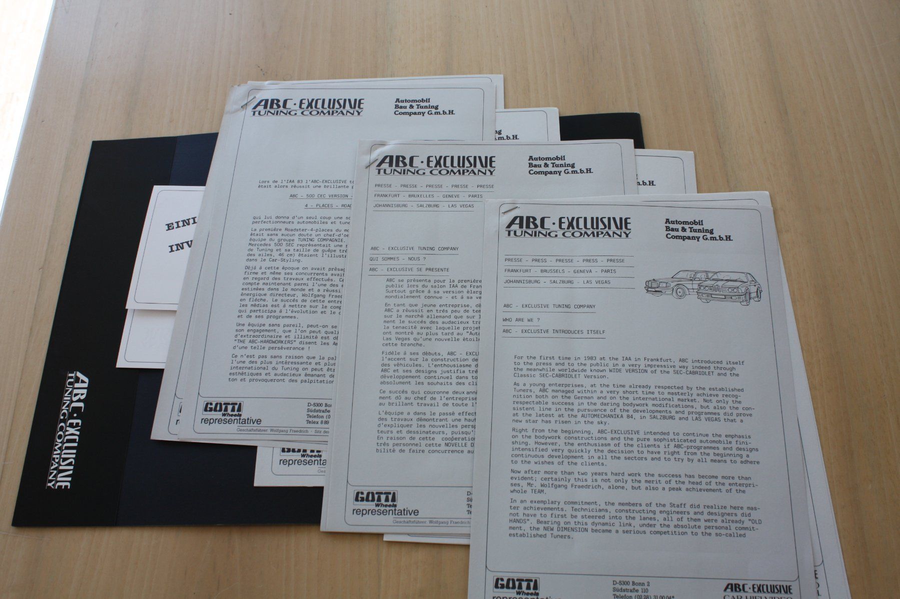 Dokumente: ABC Exclusive Tuning - Pressemappe IAA 1985 – Gebraucht aus Wikon von erwin400 3