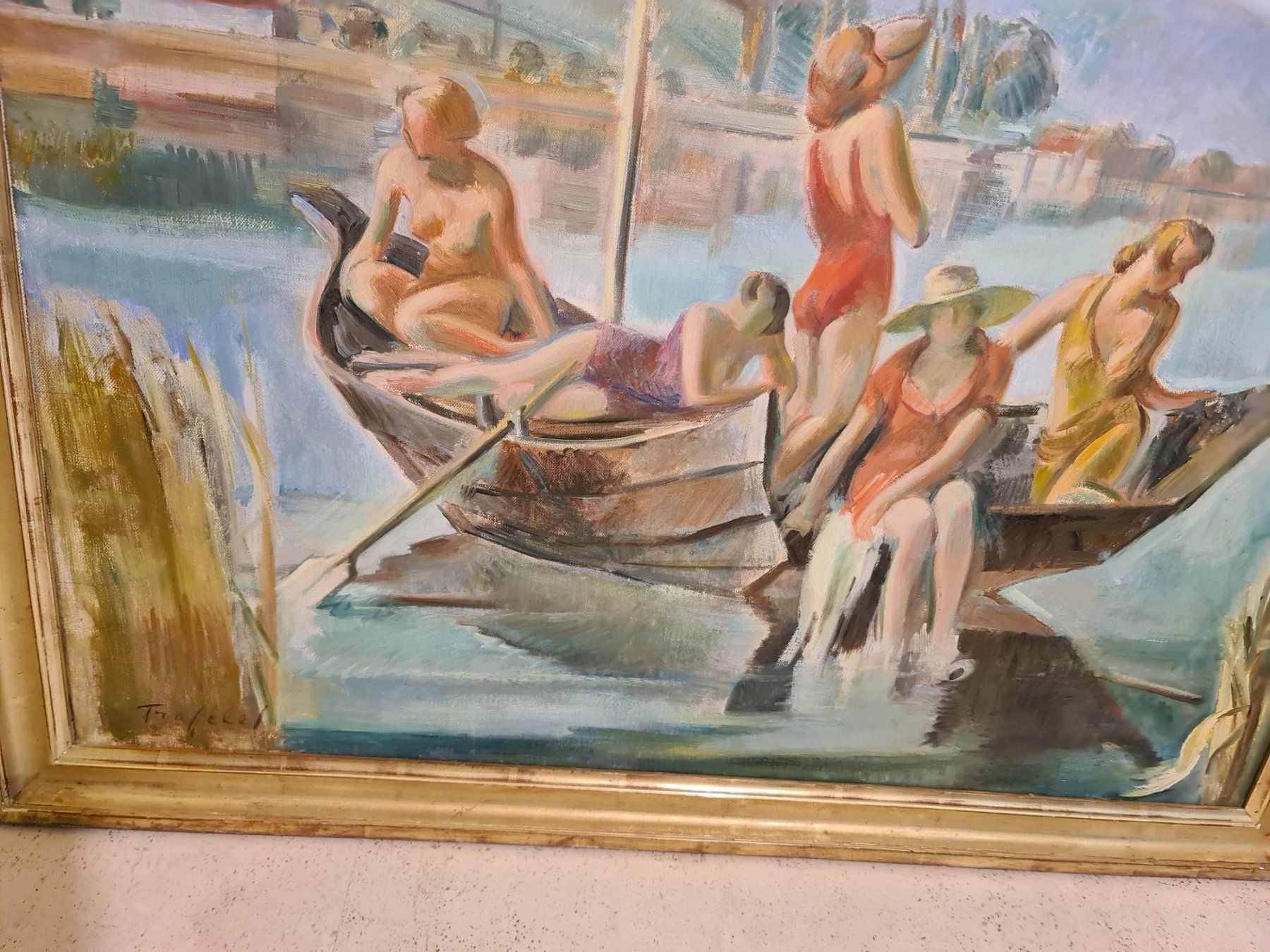 Dipinti: Gemälde Friedrich Traffelet "Bielersee, Sankt Petersinsel" – Usato da Riehen venduto da Nobelshop 5