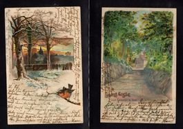 R1746  /  4 cartes postales illustrées écrites /type chiffre