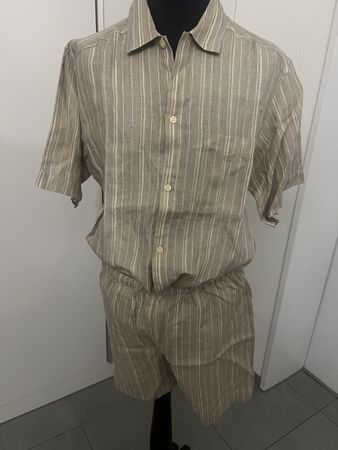 Grigio Perla Leinen Pyjama Fashion Set  Gr. 3 Herren Sommer