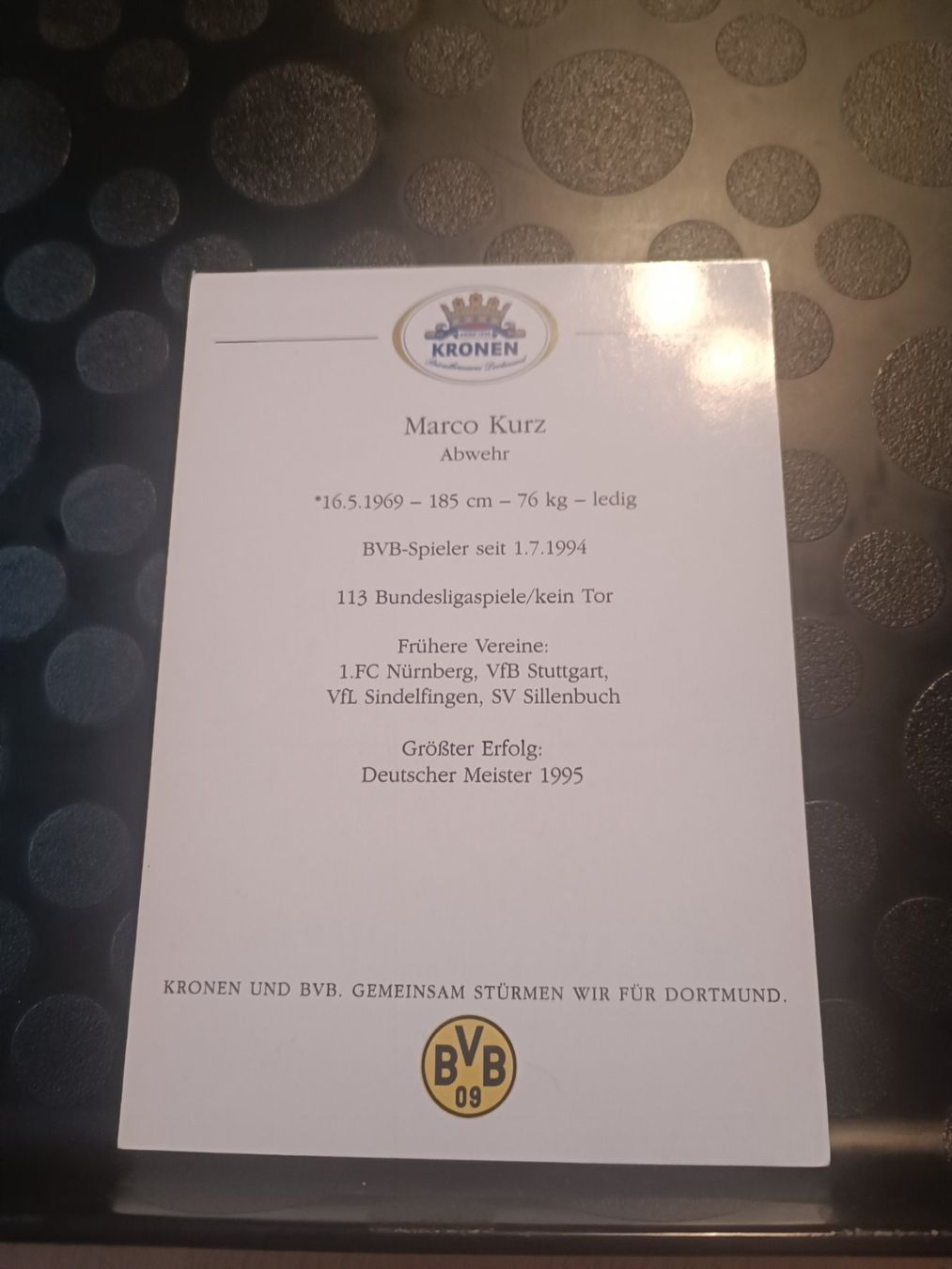 Autografi: Marco Kurz - handsigniert BVB - Borussia Dortmund – Usato da Menziken venduto da Artographs 1