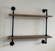 Étagère murale style industriel bois et métal - 2 étagères