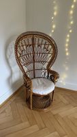 Vintage Pfauen Stuhl Sessel Rattan