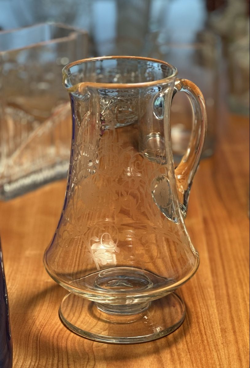 Caraffe: Elegante Glaskaraffe mit Blumenmuster – Usato da Ebnat-Kappel venduto da BoutiqueBijoux 1