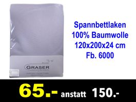 🔴 Spannbettlaken GRASER 120x200x24 cm Zwirnjersey /135C