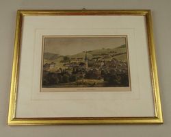 GAIS, APPENZELL, STAHLSTICH 1865, RAHMEN ÜBER ECK VERGOLDET