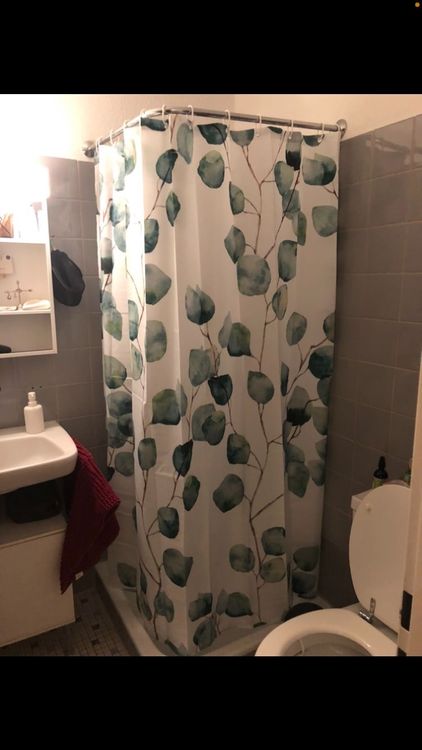 Uiiooazy Duschvorhang Mit Eukalyptus-Blatt Design – Wasserdicht, 122x183 Cm, Inkl. Haken, Polyester