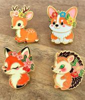4x Süsser Pin Tiere (Igel, Fuchs...)