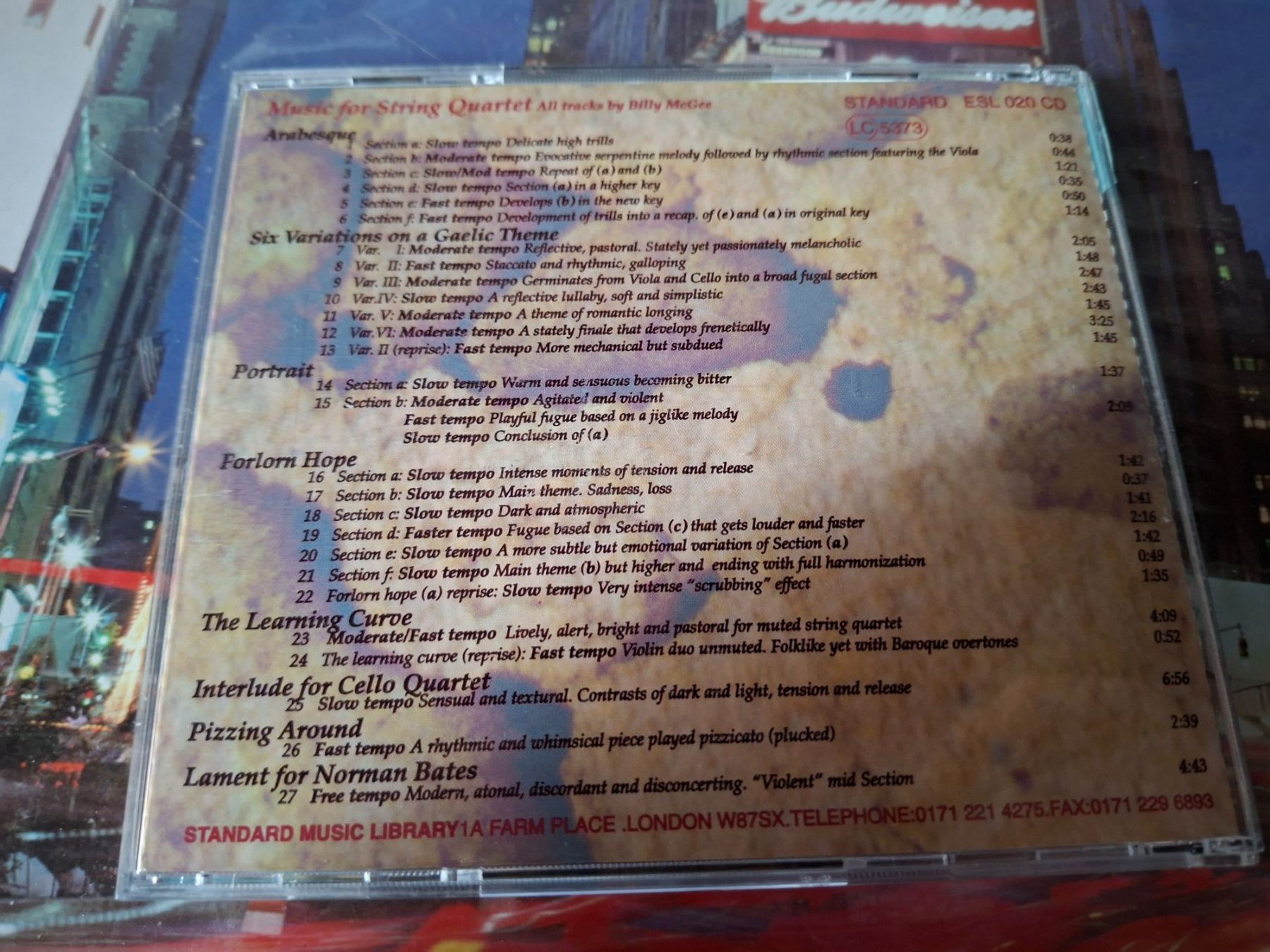 CDs: CD Music for String Quartet Billy McGee guter Zustand – Gebraucht aus Burg AG von ..machine_rec.. 1