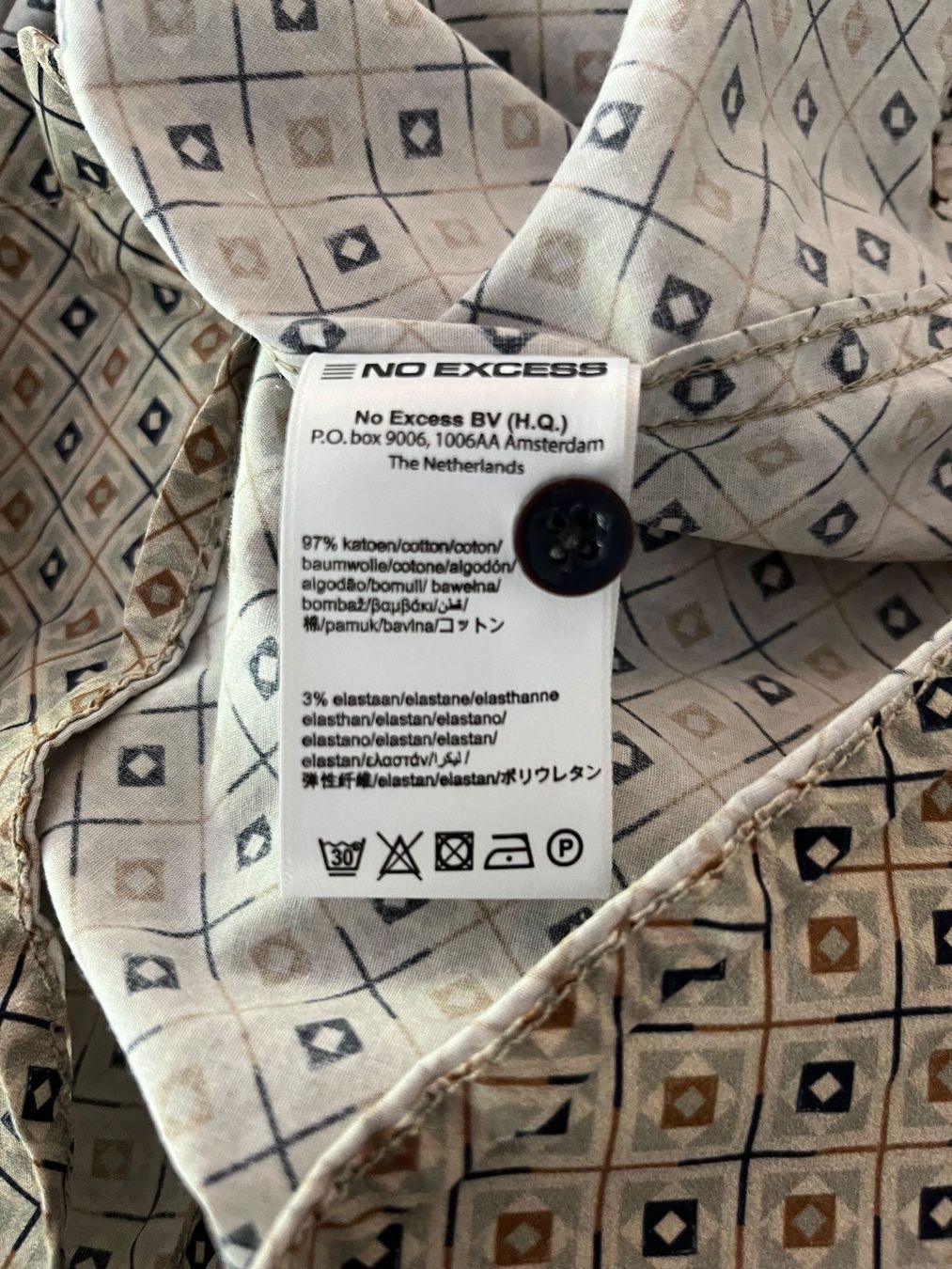 Camicie: NO EXCESS Herrenhemd Langarm  beige gemustert – Usato da Birrwil venduto da Bruce1968 3
