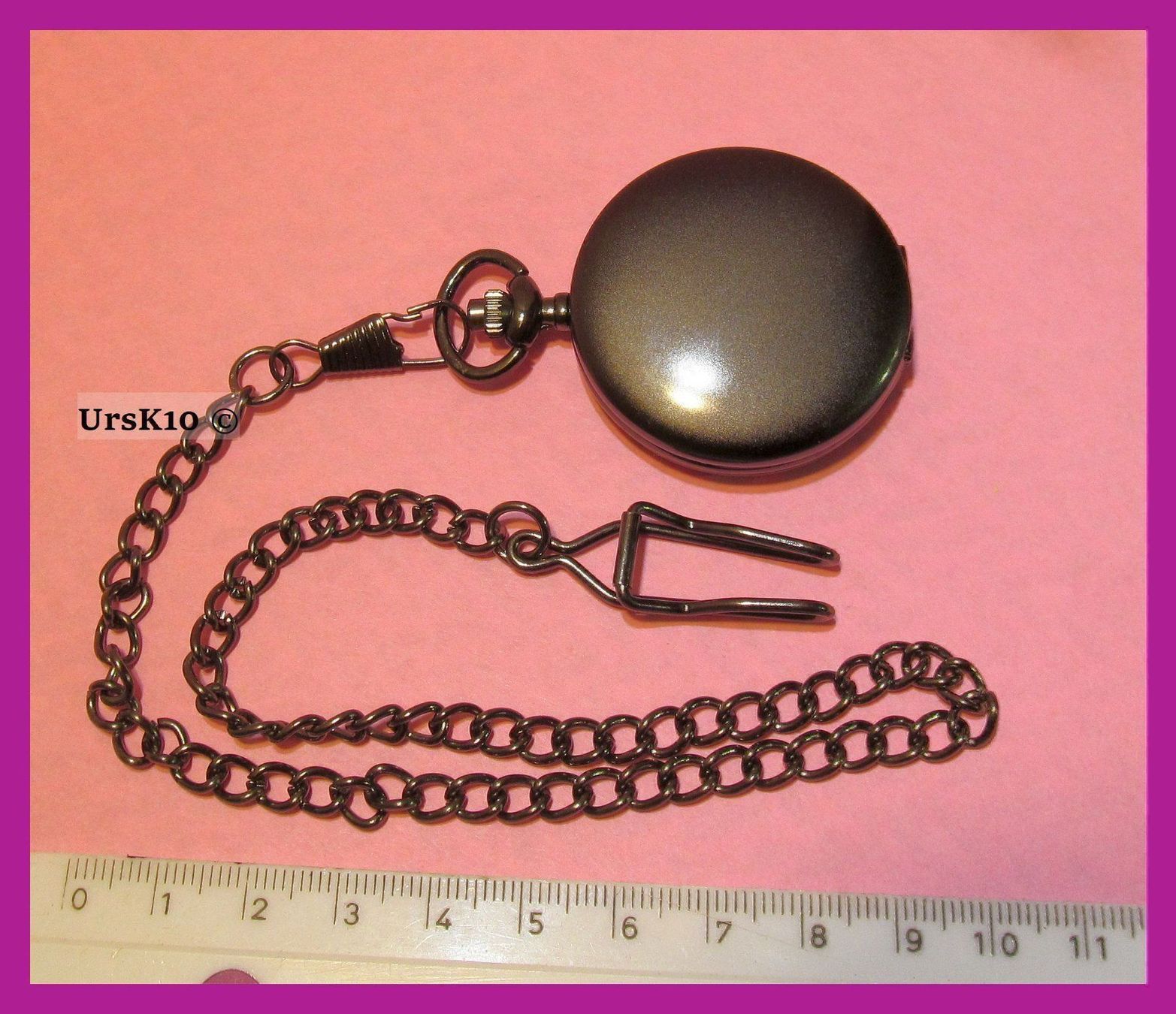 Orologi: Taschenuhr mit Springdeckel schwarz glänzend inkl. Kette – Nuovo e nell'imballaggio originale da St. Margarethen TG venduto da ursk10 1
