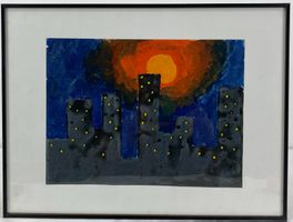 Kunst Druck Skyline bei Sonnenuntergang gerahmt Wandbild