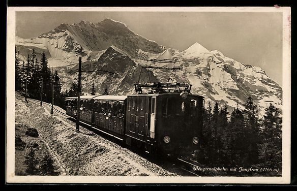 Ansichtskarten: AK Wengernalpbahn mit Jungfrau, Bergbahn – Gebraucht aus Berlin von bartko-reher