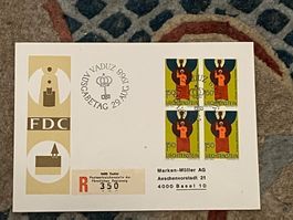 1 Erstagsbrief LI Einschreiben Viererblock 1968
