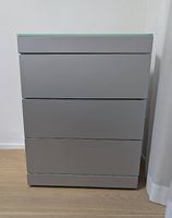 Stahl-Schubladenkorpus mit Glasplatte, 3 Schubladen