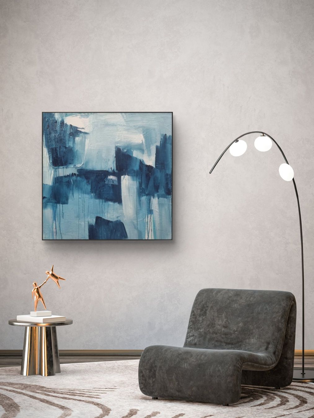 Gemälde: Originales abstraktes Bild 80x80cm mit Rahmen – Neu (gemäss Beschreibung) aus Urdorf von Contra8 1