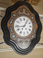 Horloge murale ancienne bois marqueterie, occasion